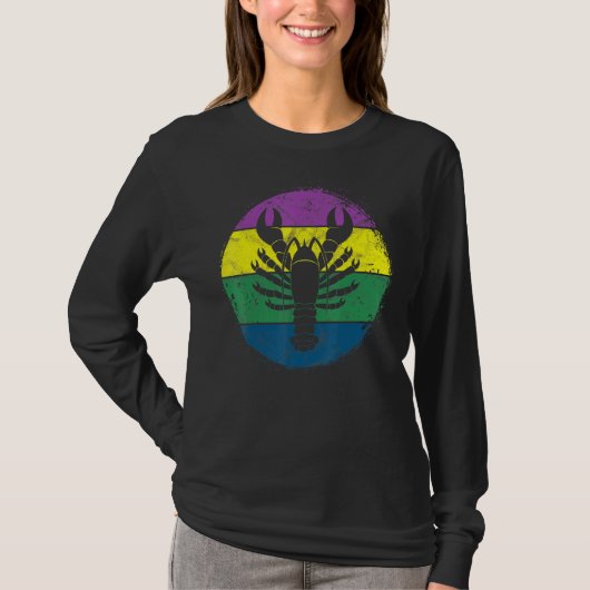 Circular Crawfish Silhouette Crab Mardi Gras Masqu T-shirt (Voorkant)
