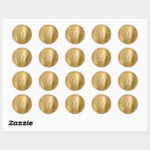 Circular Gold Glitter and Folie Monogram Ronde Sticker (Vel)