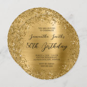 Circular Gold Glitter Folie 50e verjaardag Kaart (Voorkant / Achterkant)