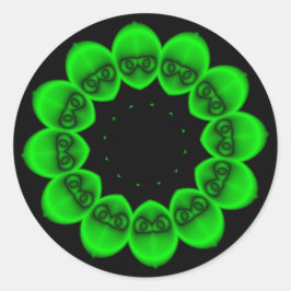 Circular Green Alien Abstract Ronde Sticker