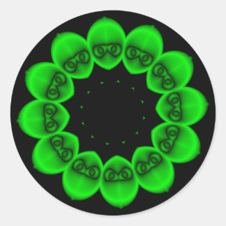 Circular Green Alien Abstract Ronde Sticker
