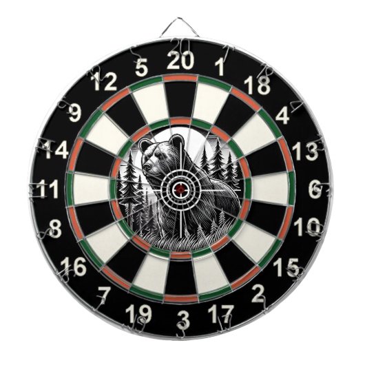 Circular Grizzly Beer Bullseye Art Dartbord (Voorkant)
