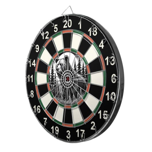 Circular Grizzly Beer Bullseye Art Dartbord (Voorkant Rechts)