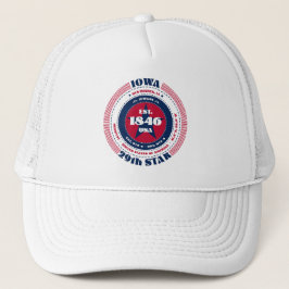 Circular Iowa State Patriotic Trucker Hat Trucker Pet