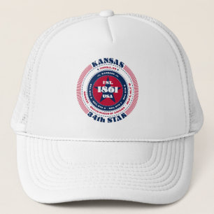 Circular Kansas State Patriotic Trucker Hat Pet