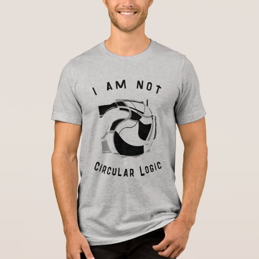 "Circular Logic" Zwart lichtgrijs wervelend motief Tri-Blend Shirt (Voorkant)