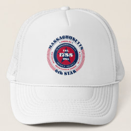 Circular Massachusetts State Patriotic Trucker Hat Trucker Pet