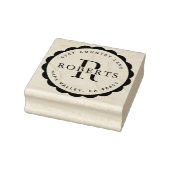 Circular Monogram Familienaam Return AddresS Rubbe Rubberstempel (Stempel)