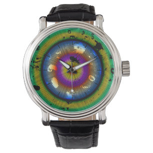 Circular Multicolored Abstract Pattern Horloge