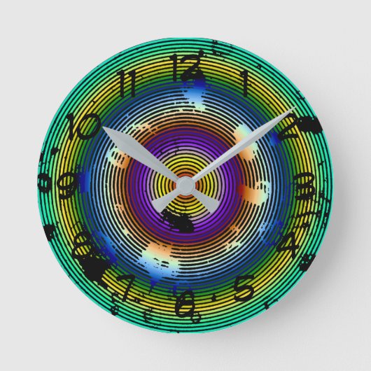 Circular Multicolored Abstract Pattern Ronde Klok (Voorkant)