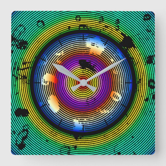 Circular Multicolored Abstract Pattern Vierkante Klok (Voorkant)