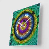 Circular Multicolored Abstract Pattern Vierkante Klok (Hoek)