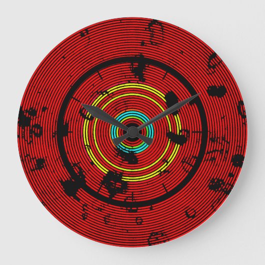Circular Red Abstract Patroon Grote Klok (Voorkant)