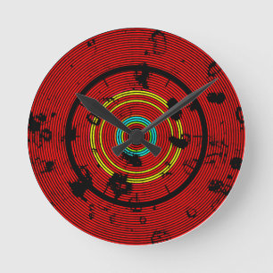 Circular Red Abstract Patroon Ronde Klok