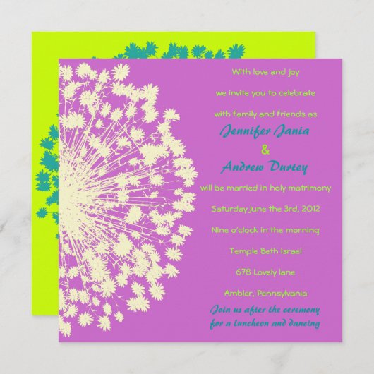 Circular Retro Daisy Wedding Uitnodiging (Voorkant / Achterkant)
