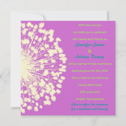 Circular Retro Daisy Wedding Uitnodiging (Voorkant)