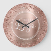 Circular Roos Gold Glitter and Folie Logo Grote Klok (Voorkant)