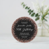 Circular Roos Gold Glitter Black 50e verjaardag Kaart (Staand voorkant)