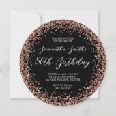 Circular Roos Gold Glitter Black 50e verjaardag Kaart (Voorkant)