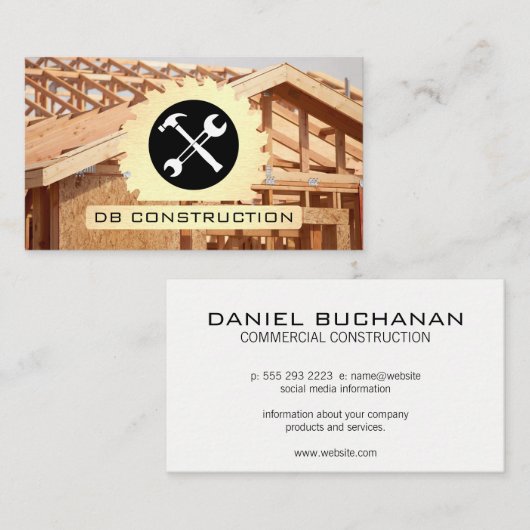 Circular Saw | Hammer Wrench | Construction Build Visitekaartje (Voorkant / Achterkant)