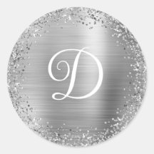 Circular Silver Glitter and Folie Monogram