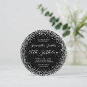 Circular Silver Glitter Black 50th Birthday Kaart (Staand voorkant)