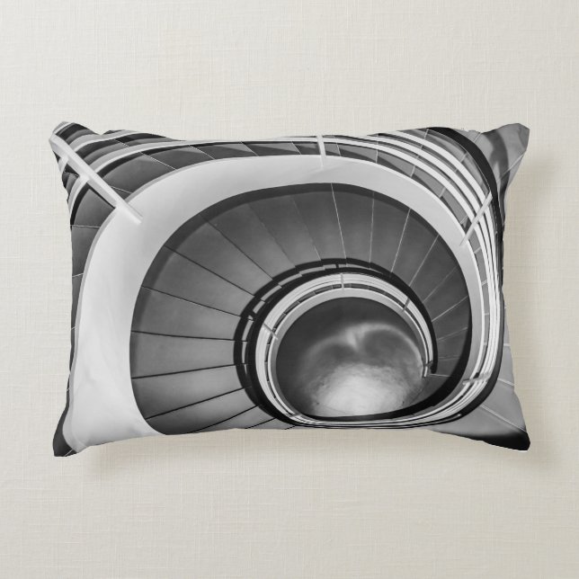 Circular Stairway BW Accent Kussen (Voorkant)