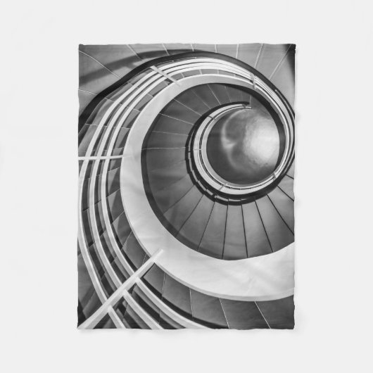 Circular Stairway BW Fleece Deken (Voorkant)