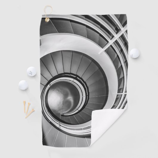 Circular Stairway BW Golfhanddoek (Insitu)