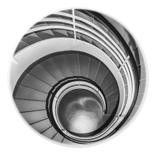 Circular Stairway BW Keramische Knop (Voorkant)