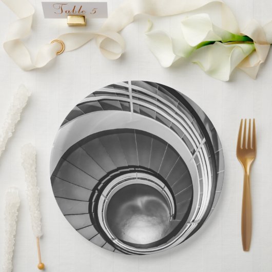 Circular Stairway BW Papieren Bordje (Huwelijk)