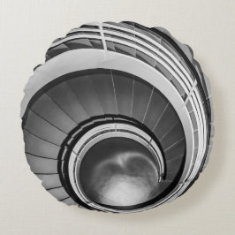 Circular Stairway BW Rond Kussen