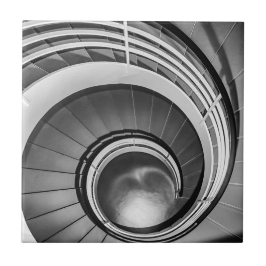 Circular Stairway BW Tegeltje (Voorkant)