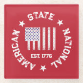 Circular Stamp American State National Est 1776 Gl Glazen Onderzetter (Voorkant)