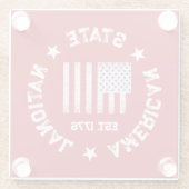 Circular Stamp American State National Est 1776 Gl Glazen Onderzetter (Achterkant)