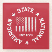 Circular Stamp American State National Est 1776 Glazen Onderzetter (Voorkant)
