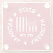 Circular Stamp American State National Est 1776 Glazen Onderzetter (Achterkant)