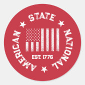 Circular Stamp American State National Est 1776 Ronde Sticker (Voorkant)