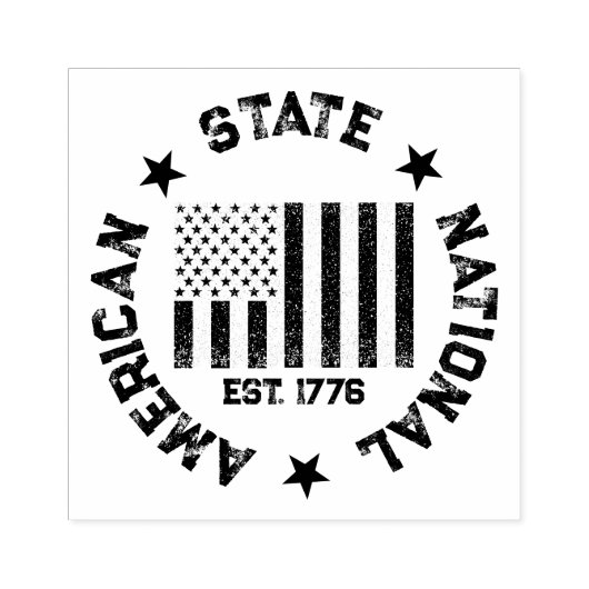 Circular Stamp American State National Est 1776 Rubberstempel (Afrduk)