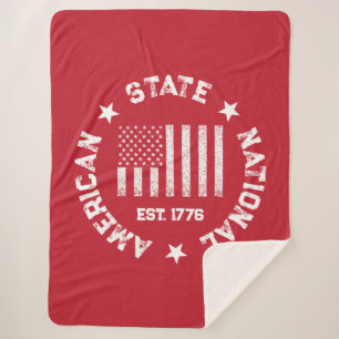 Circular Stamp American State National Est 1776 Sherpa Deken