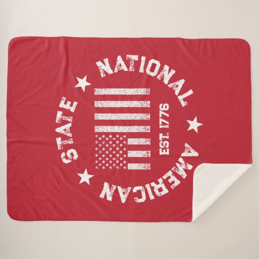 Circular Stamp American State National Est 1776 Sherpa Deken (Voorkant (horizontaal))
