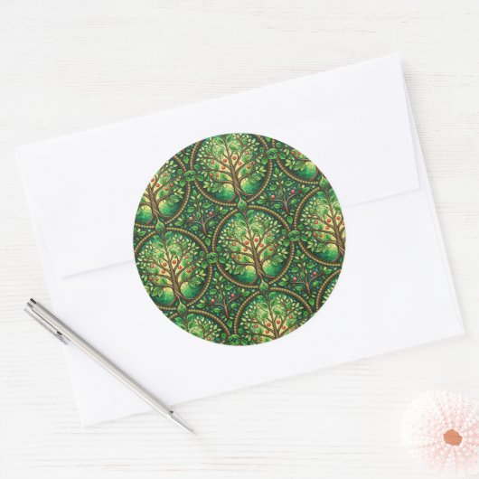 Circular sticker design featuring a repeating  (Envelop)