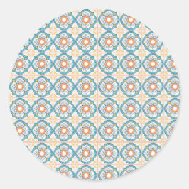 Circular tile design featuring intricate floral  ronde sticker