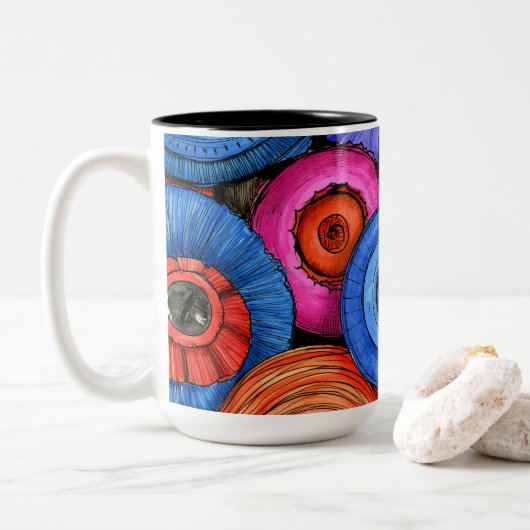 Circular Tweekleurige Koffiemok (Met donut)