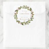 Circular Winter Berries Green Foliage Kerstmis Vierkante Sticker (Tas)