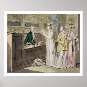 Circulerende bibliotheek (pen en inkt en w/c en w) poster