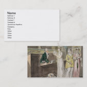 Circulerende bibliotheek (pen en inkt en w/c en w visitekaartje (Voorkant / Achterkant)