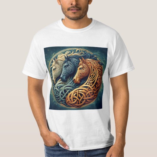  Círculo Celta: Simetría de Tres Caballos T-shirt (Voorkant)