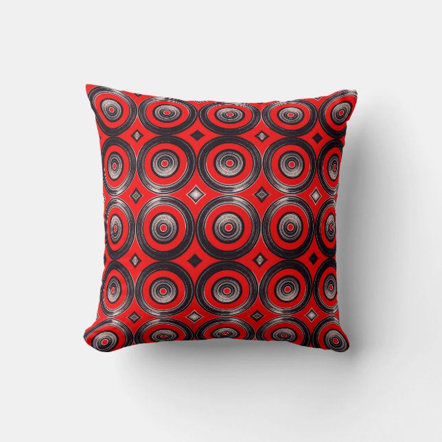 Circulos  Rojos y Negros - Throw Pillow Kussen (Voorkant)