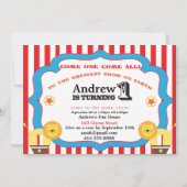 Circus 1st Birthday Party Invitation Kaart (Voorkant)